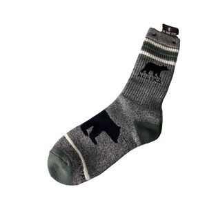 For Bare Feet Buffalo Bison Socks Gray Large Novelty Crew Socks NEW‎